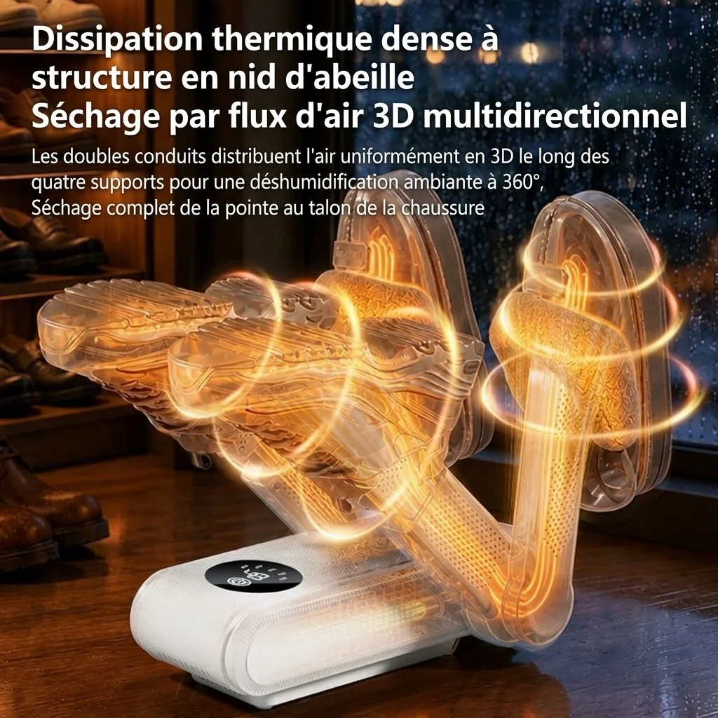 Sèche-chaussures électrique pliable à plusieurs bras avec affichage numérique