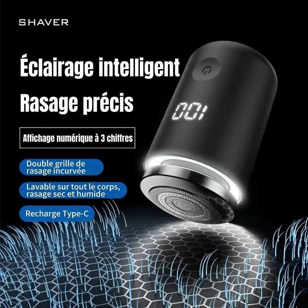 Mini rasoir électrique portable avec écran LED