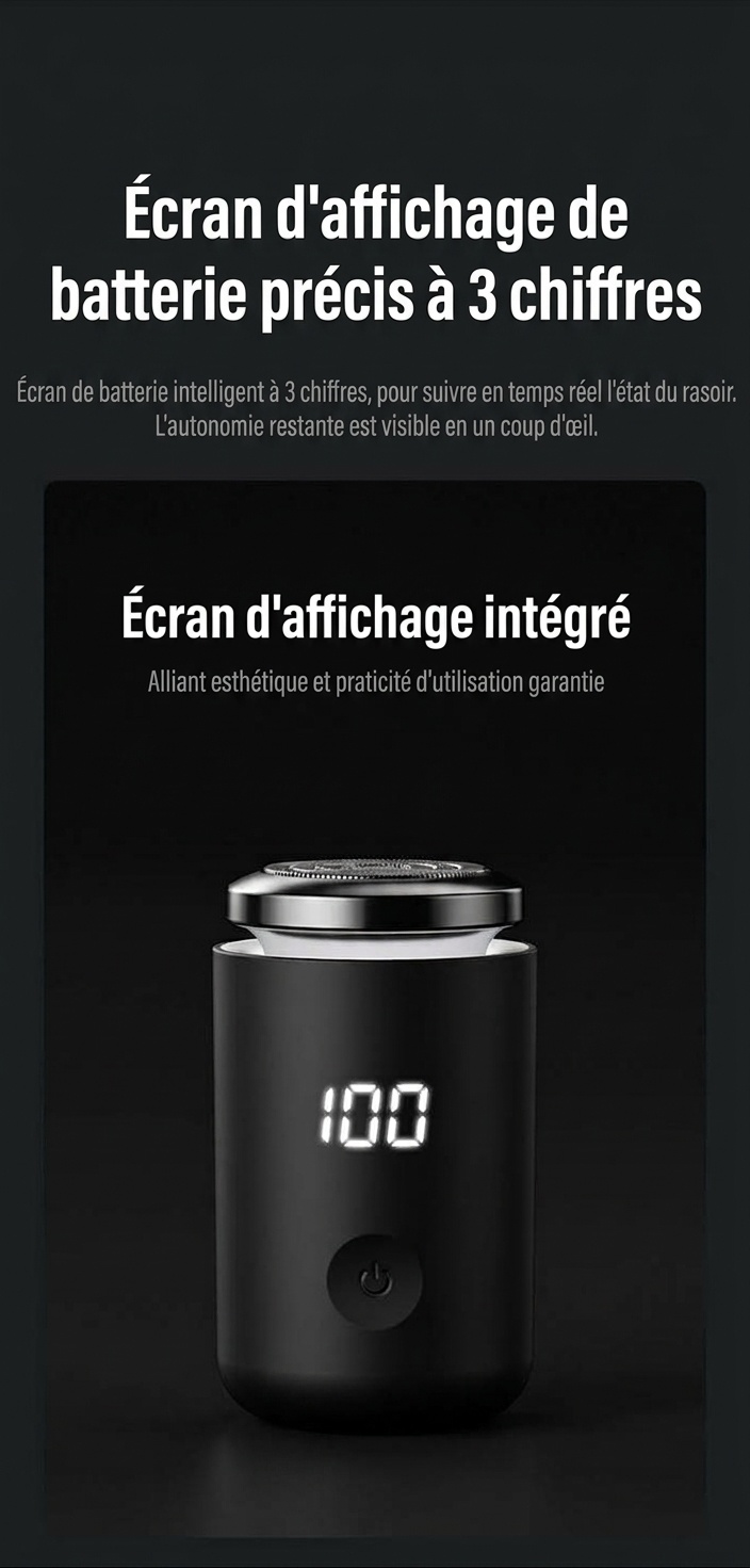 Mini rasoir électrique portable avec écran LED