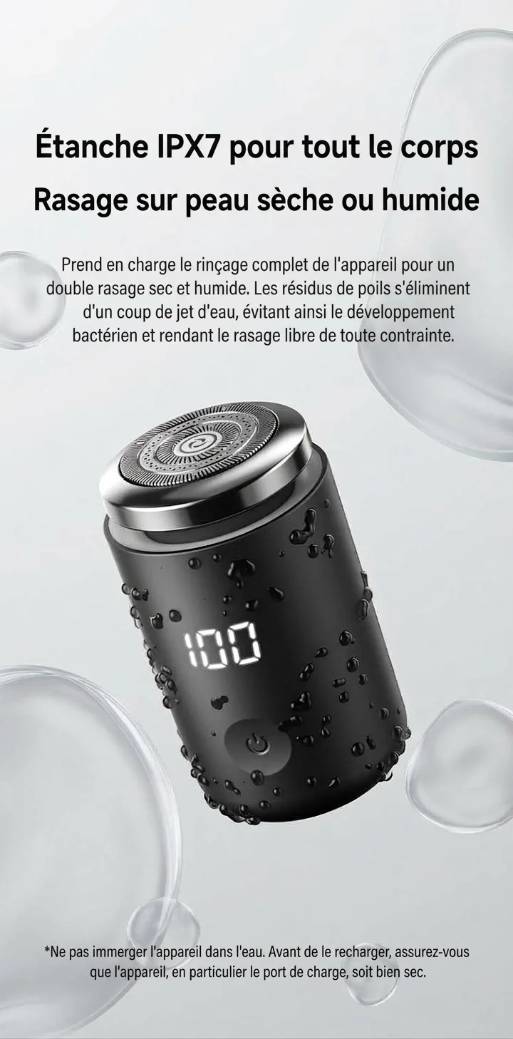Mini rasoir électrique portable avec écran LED