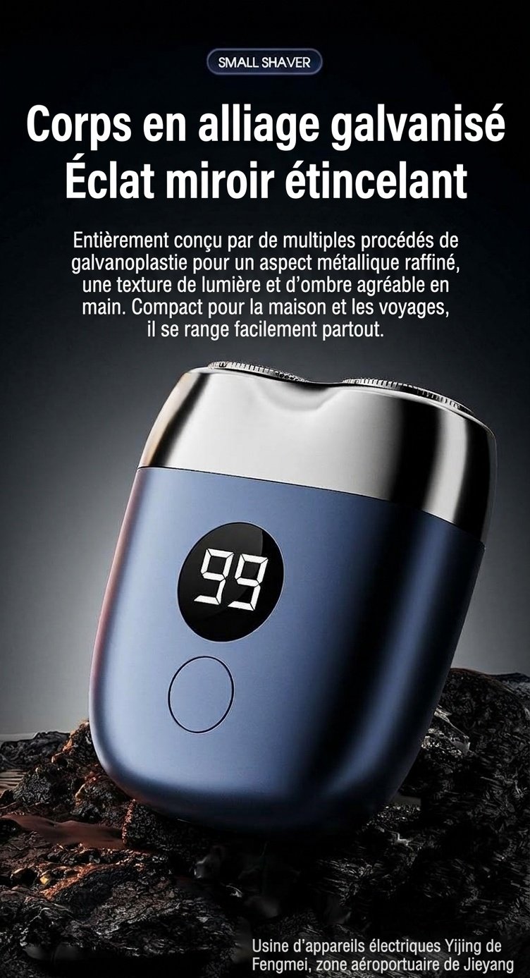 Mini rasoir électrique avec écran LED et double lame rotative