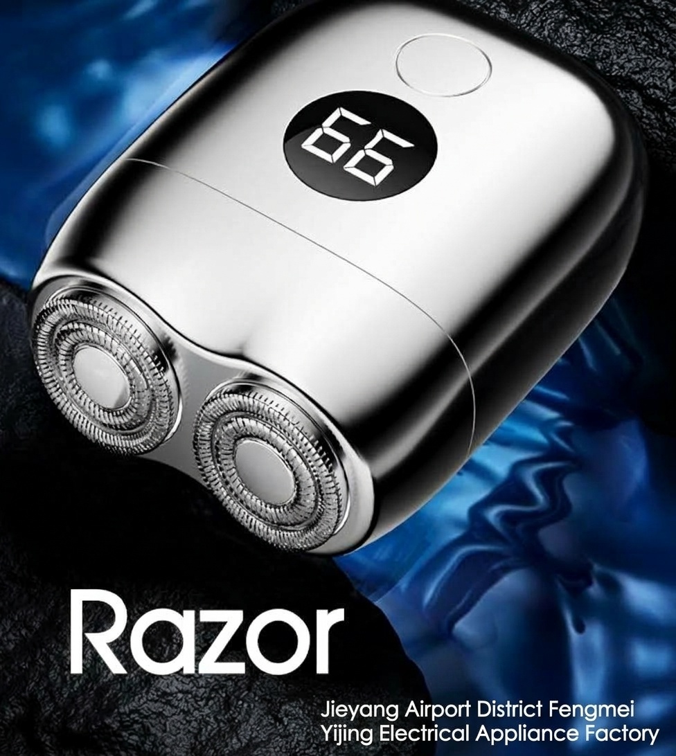 Mini Electric Shaver with LED Display & Dual Rotary Blades
