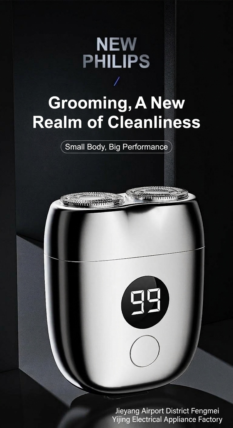 Mini Electric Shaver with LED Display & Dual Rotary Blades