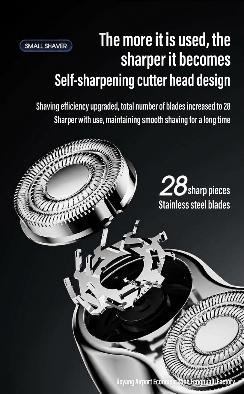 Mini Electric Shaver with LED Display & Dual Rotary Blades
