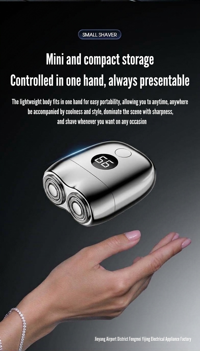 Mini Electric Shaver with LED Display & Dual Rotary Blades