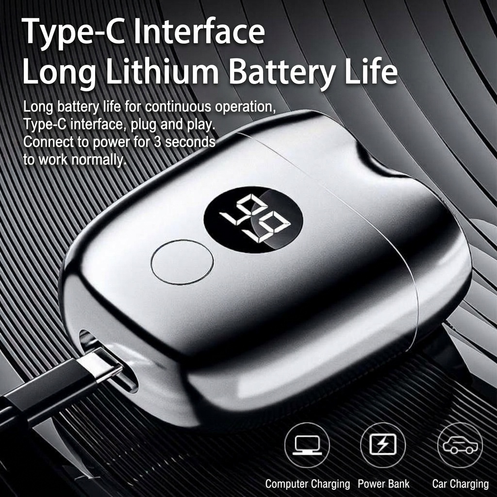 Mini Electric Shaver with LED Display & Dual Rotary Blades