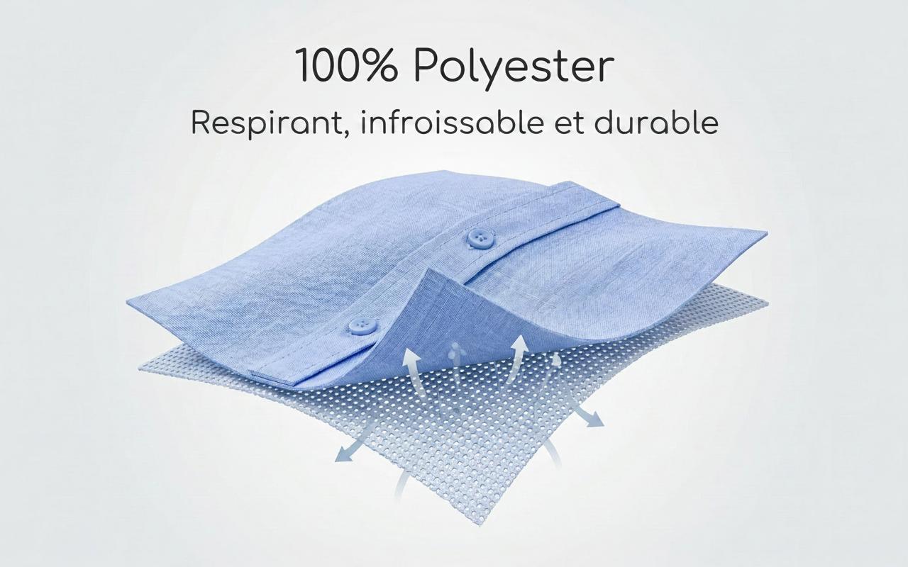 Chemise homme à col montant effet lin - Manches longues décontractées