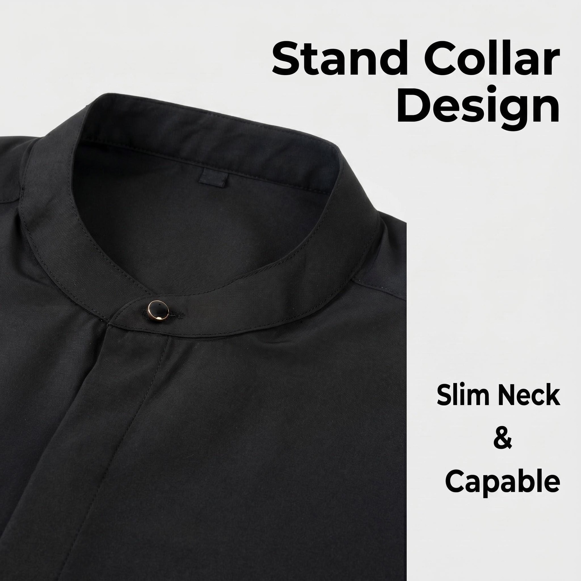 Camisa de hombre de corte ajustado con cuello mao - Estilo casual de negocios