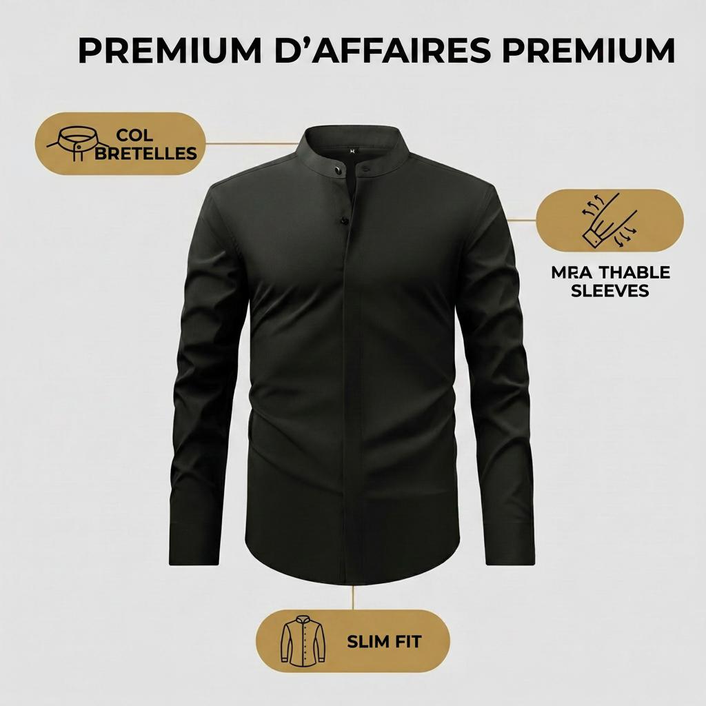 Chemise homme coupe slim, col montant - Style business casual