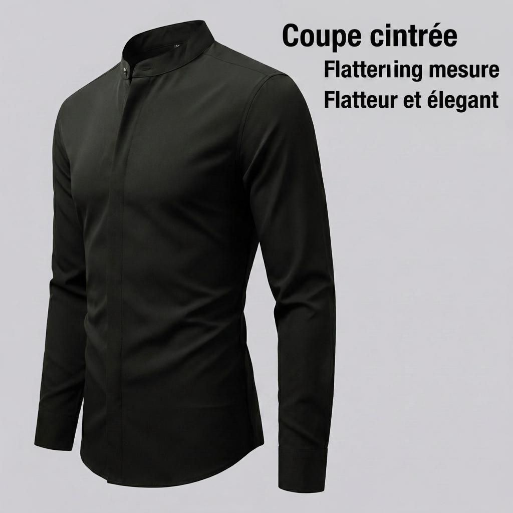 Chemise homme coupe slim, col montant - Style business casual