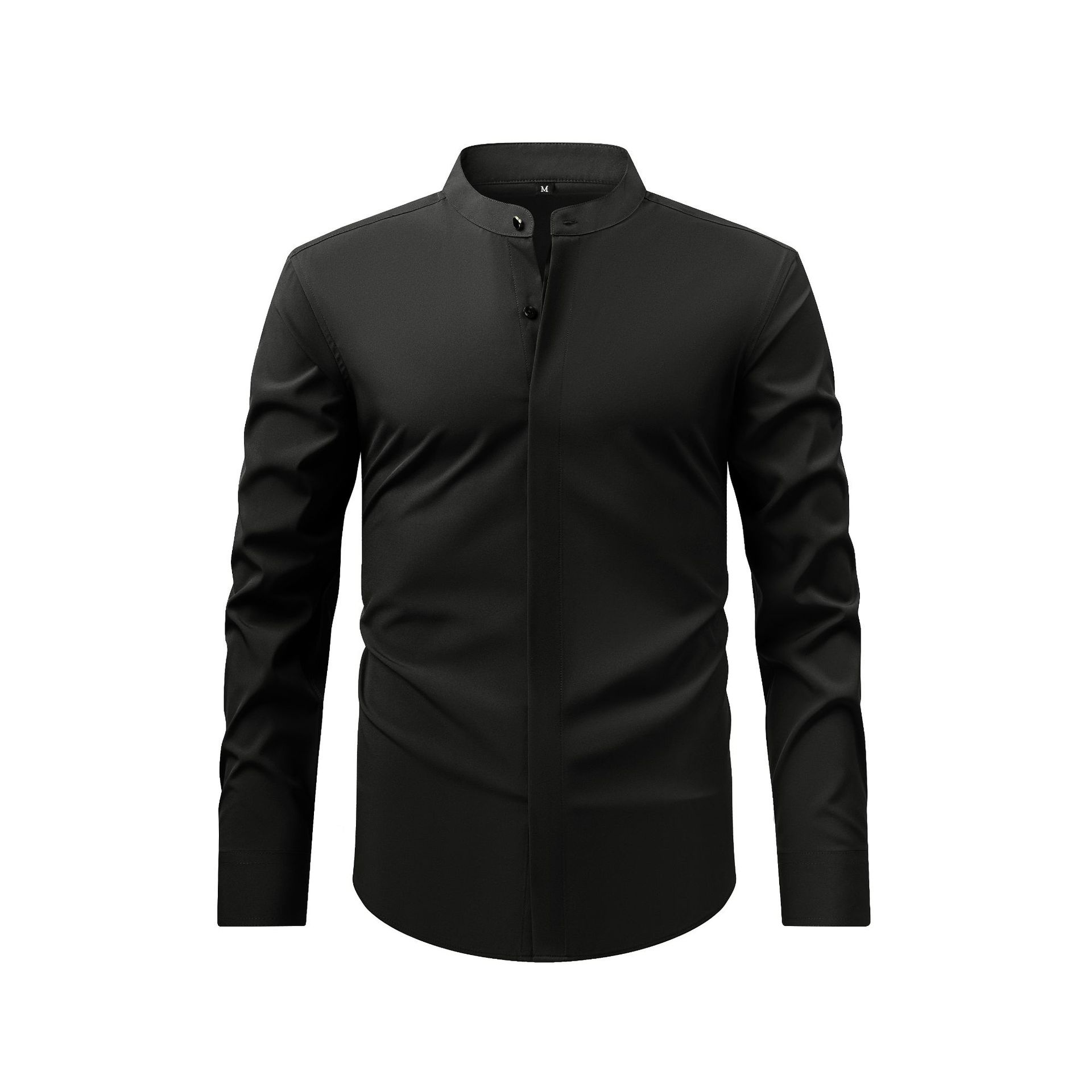 Camisa de hombre de corte ajustado con cuello mao - Estilo casual de negocios