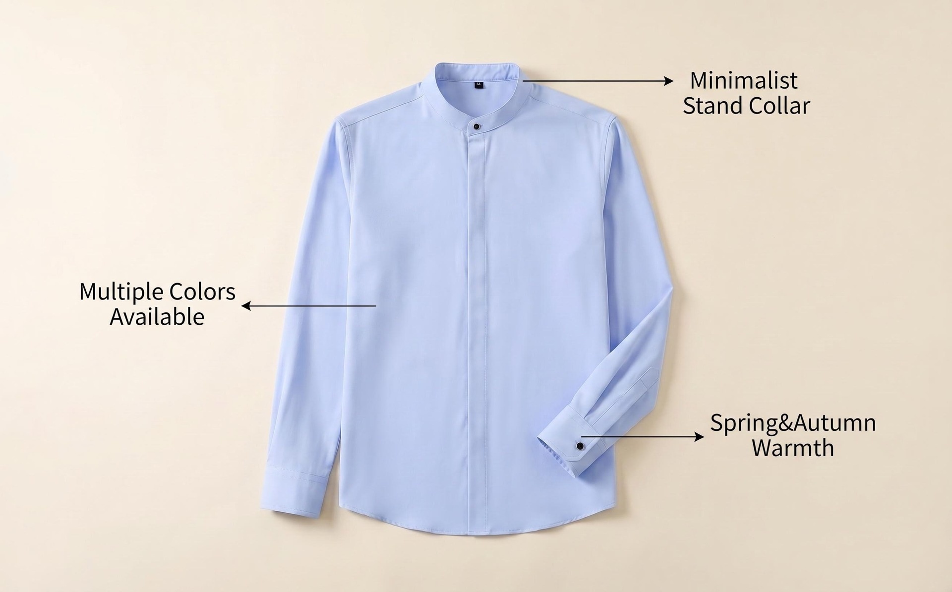 Camisa de hombre de corte ajustado con cuello mao - Estilo casual de negocios