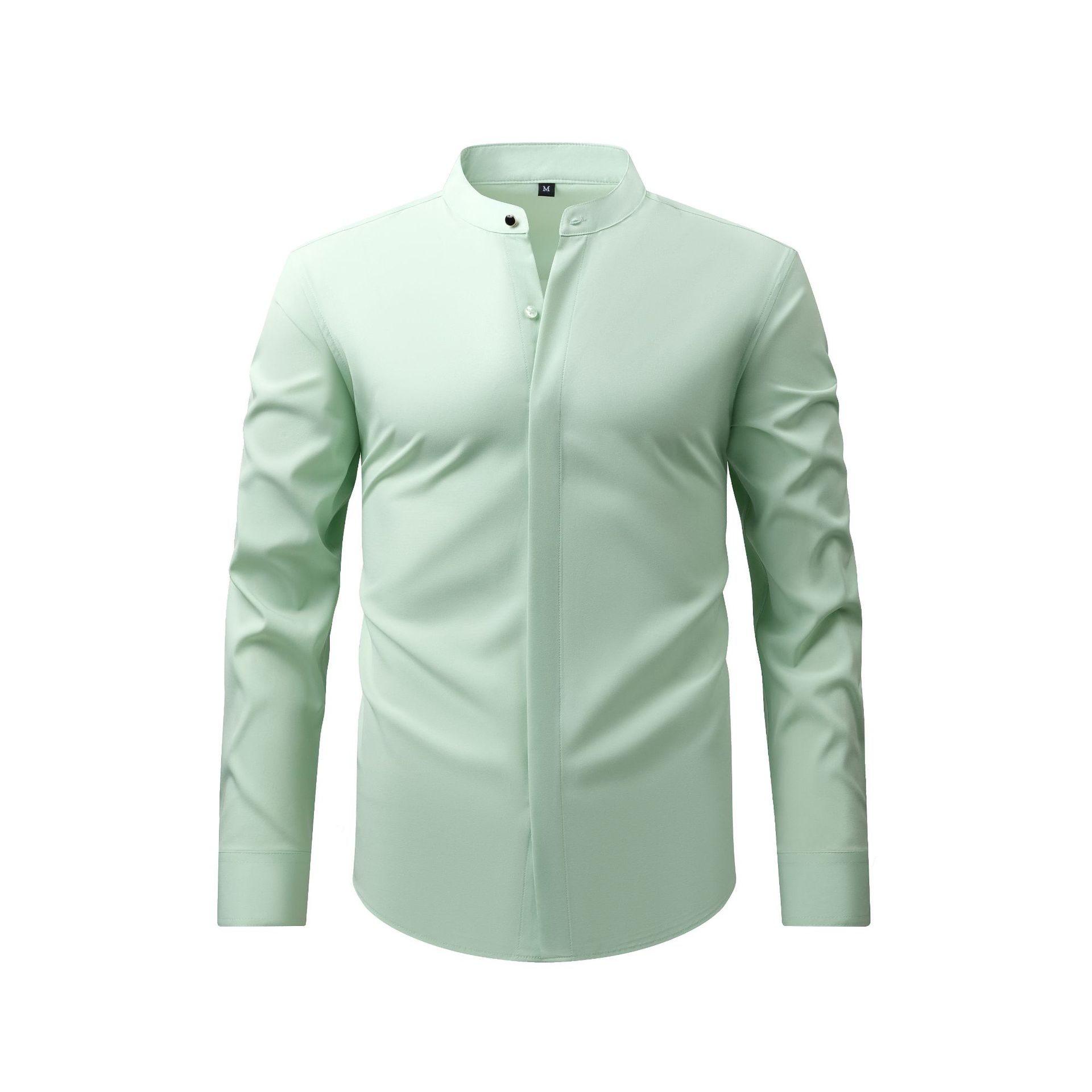 Camisa de hombre de corte ajustado con cuello mao - Estilo casual de negocios
