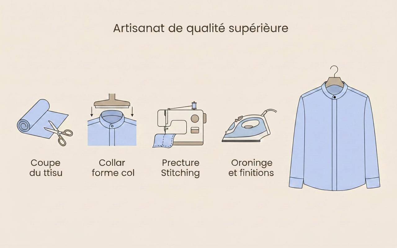 Chemise homme coupe slim, col montant - Style business casual
