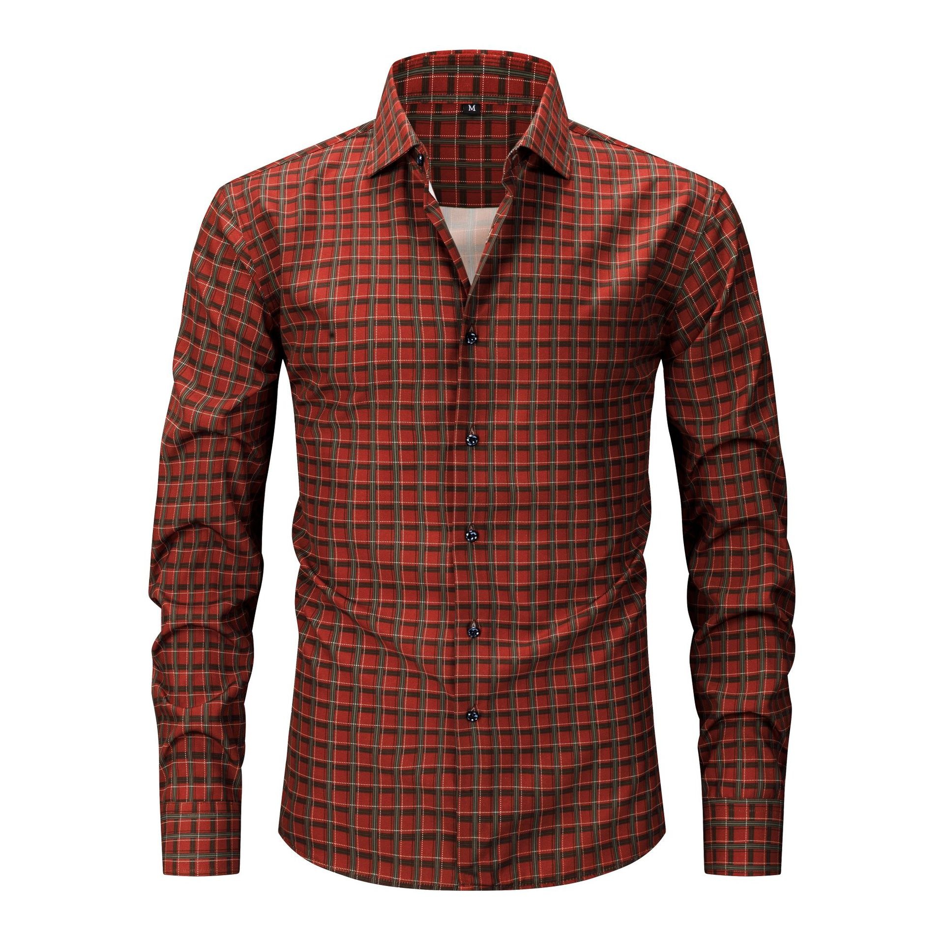 Camisa de manga larga a cuadros para hombre