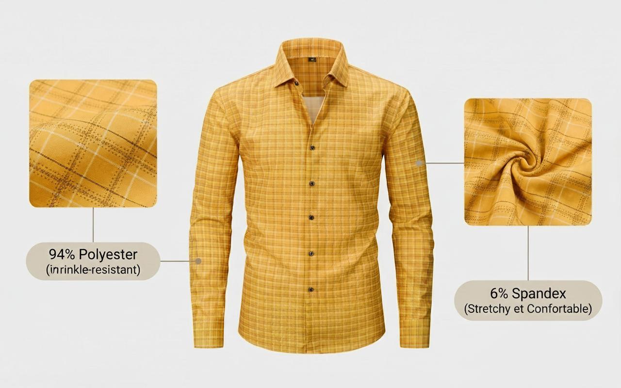 Chemise à carreaux à manches longues pour homme
