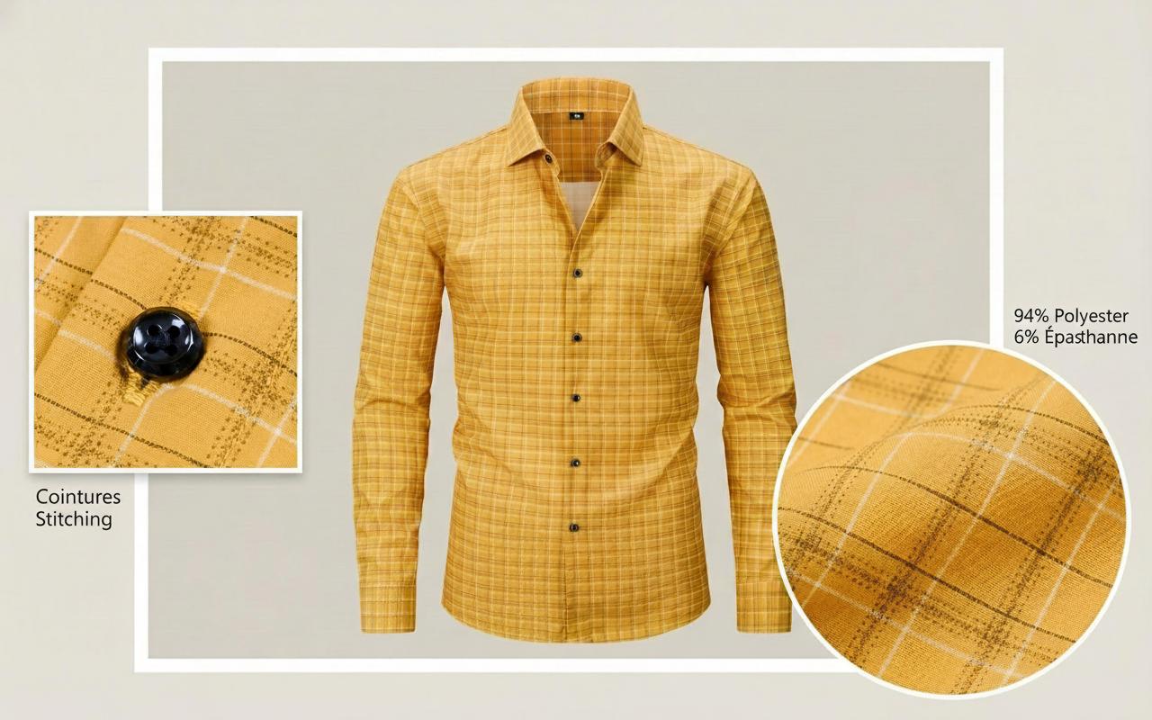 Camisa de manga larga a cuadros para hombre