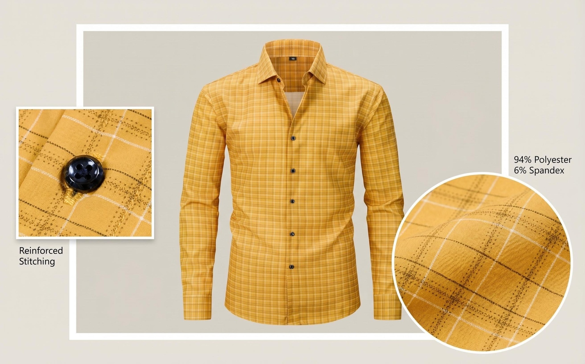 Chemise à carreaux à manches longues pour homme