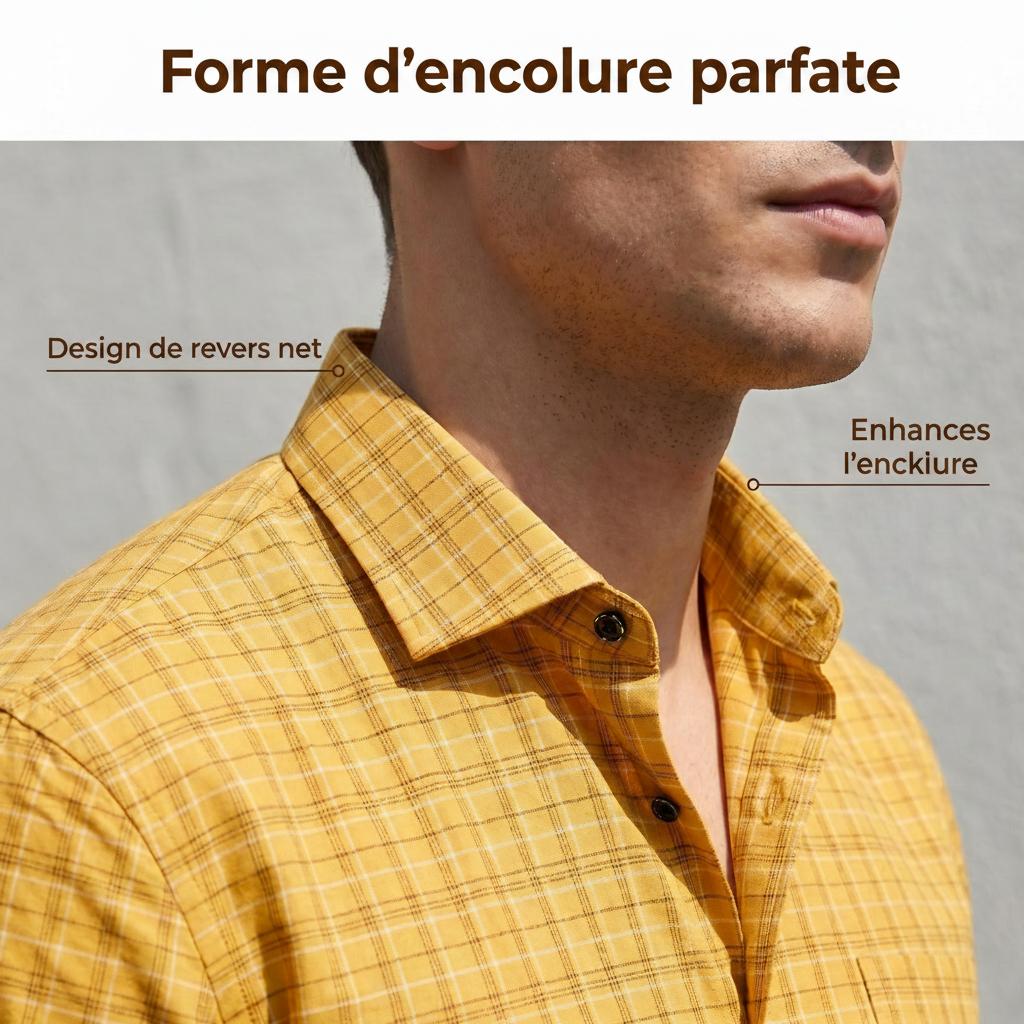 Chemise à carreaux à manches longues pour homme