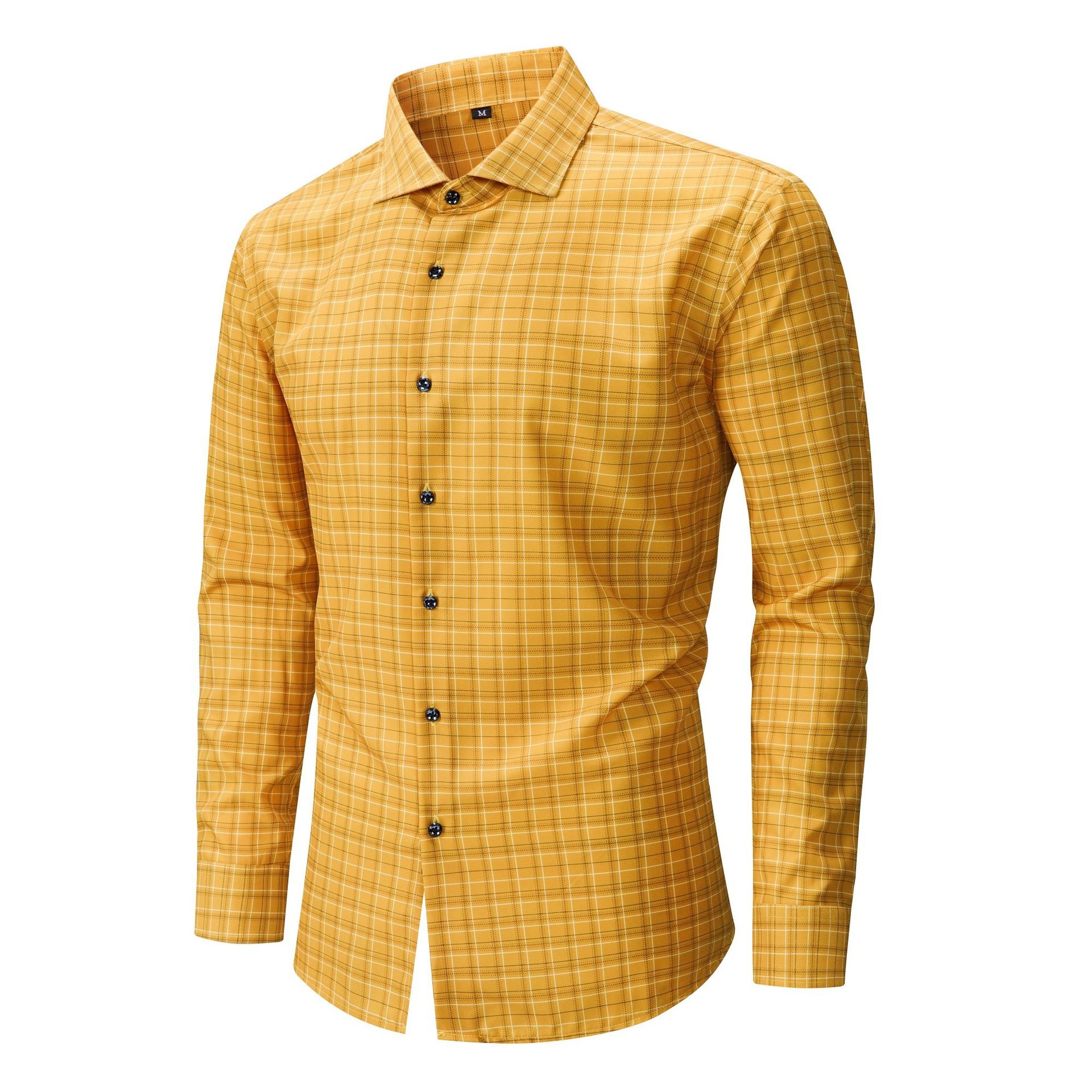 Camisa de manga larga a cuadros para hombre
