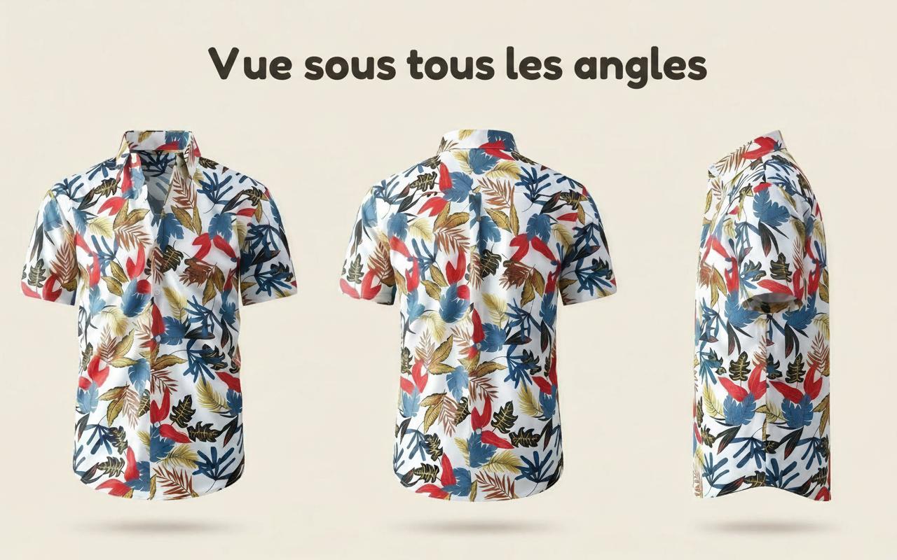 Chemise hawaïenne imprimée numérique pour homme, manches courtes, élastique - Infroissable et agréable à porter