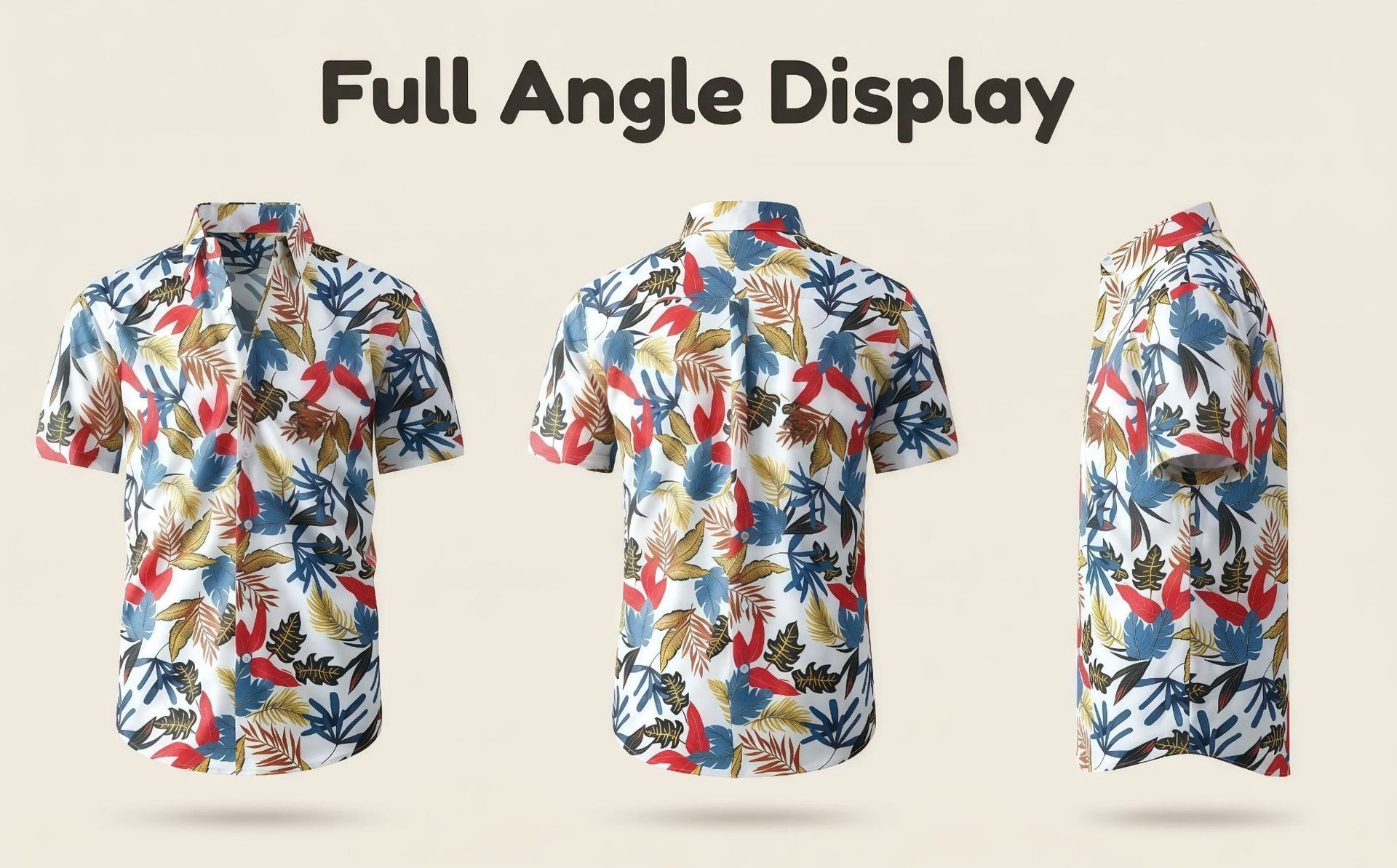 Camisa de manga corta elástica con estampado digital hawaiano para hombre - Camisa fresca y sin arrugas