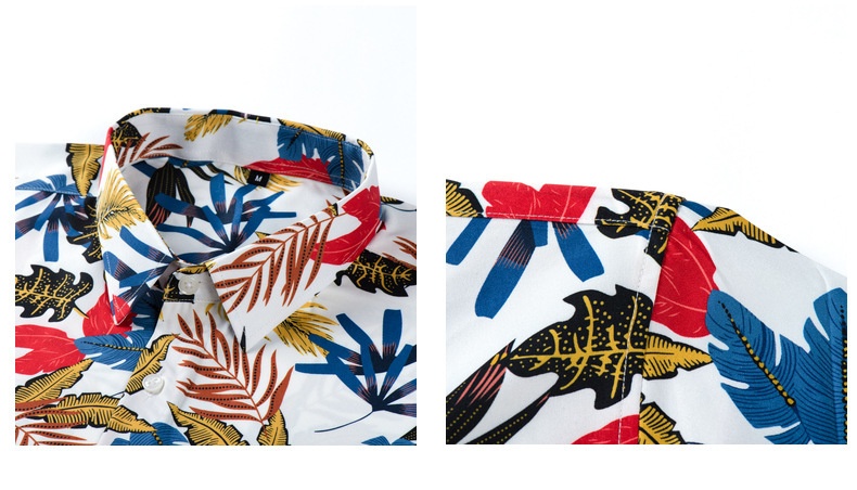Camisa de manga corta elástica con estampado digital hawaiano para hombre - Camisa fresca y sin arrugas