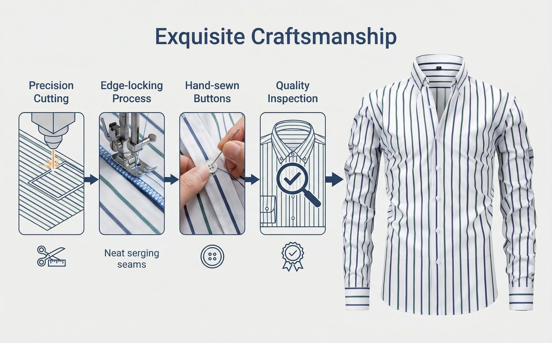 Camisa de hombre de manga larga con solapa y rayas digitales, elástica en cuatro direcciones - Diseño de alta gama