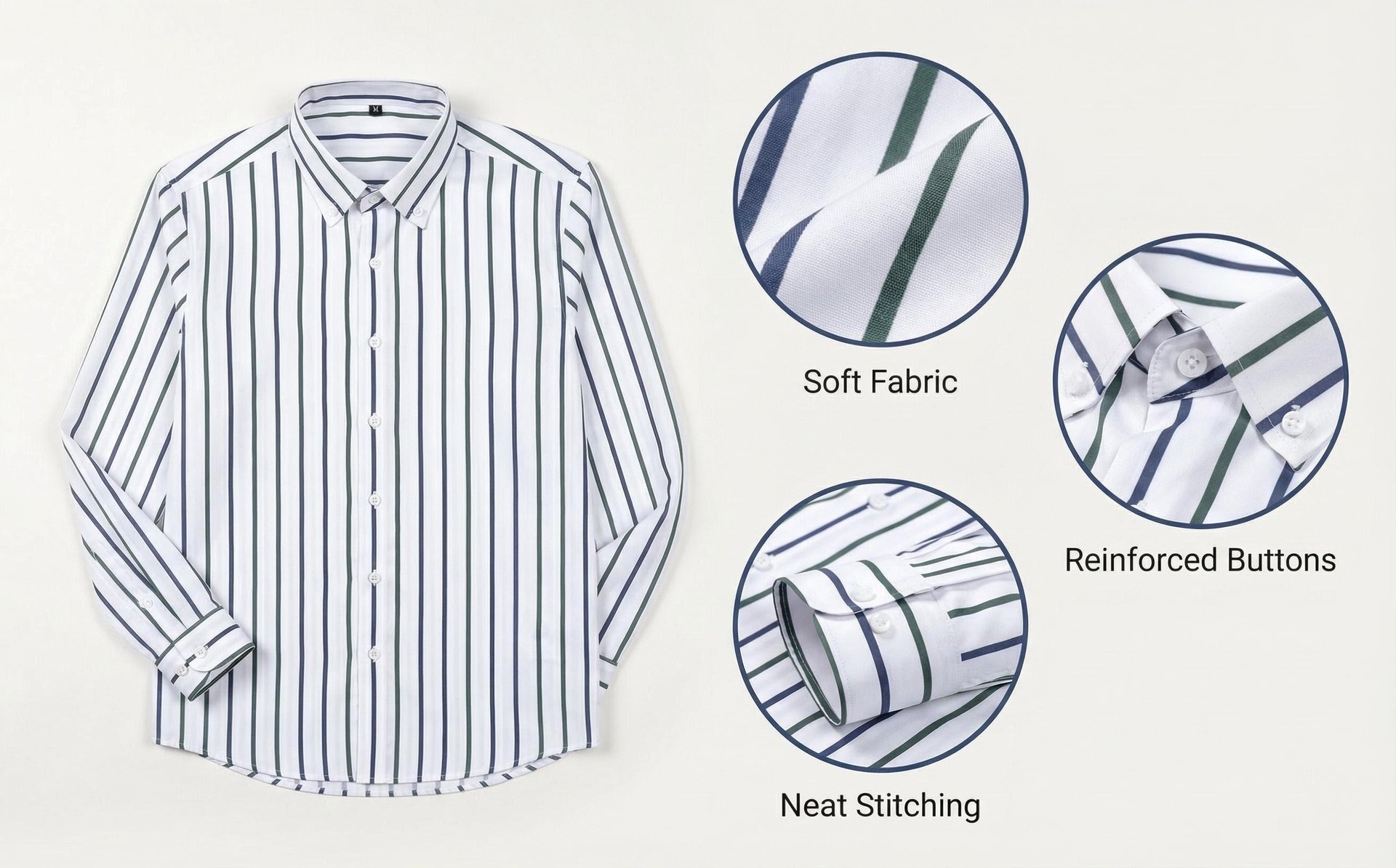Camisa de hombre de manga larga con solapa y rayas digitales, elástica en cuatro direcciones - Diseño de alta gama