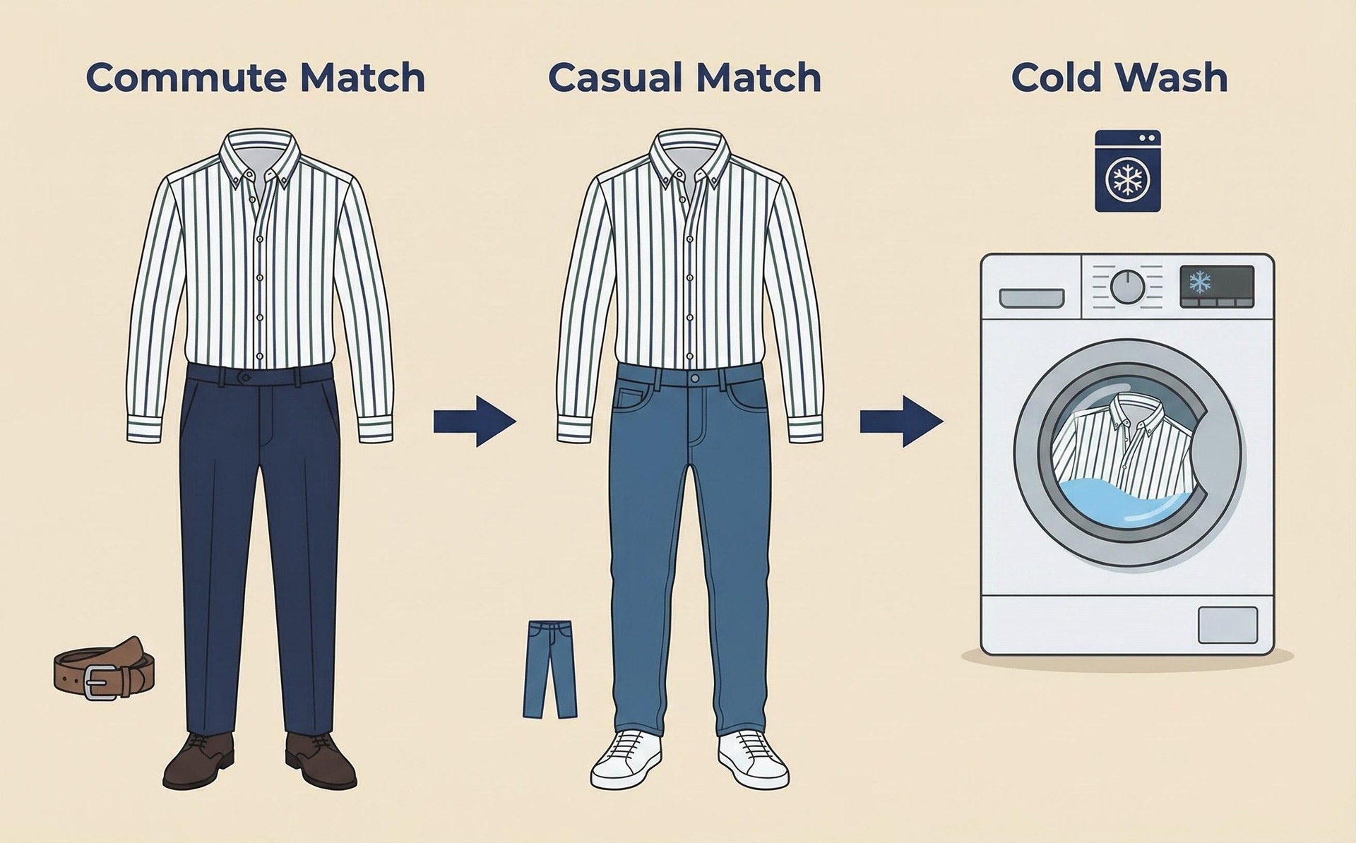Camisa de hombre de manga larga con solapa y rayas digitales, elástica en cuatro direcciones - Diseño de alta gama
