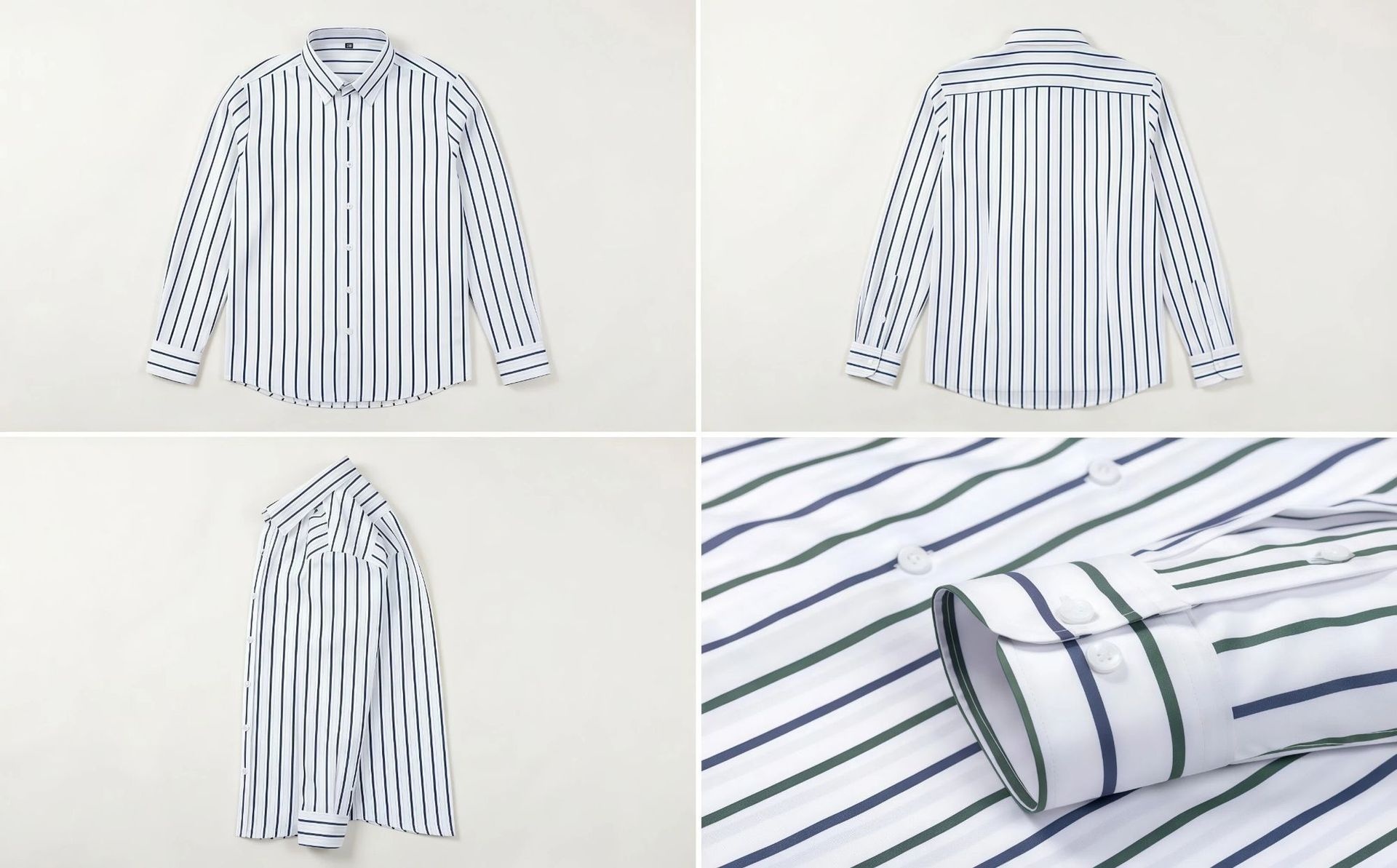 Camisa de hombre de manga larga con solapa y rayas digitales, elástica en cuatro direcciones - Diseño de alta gama