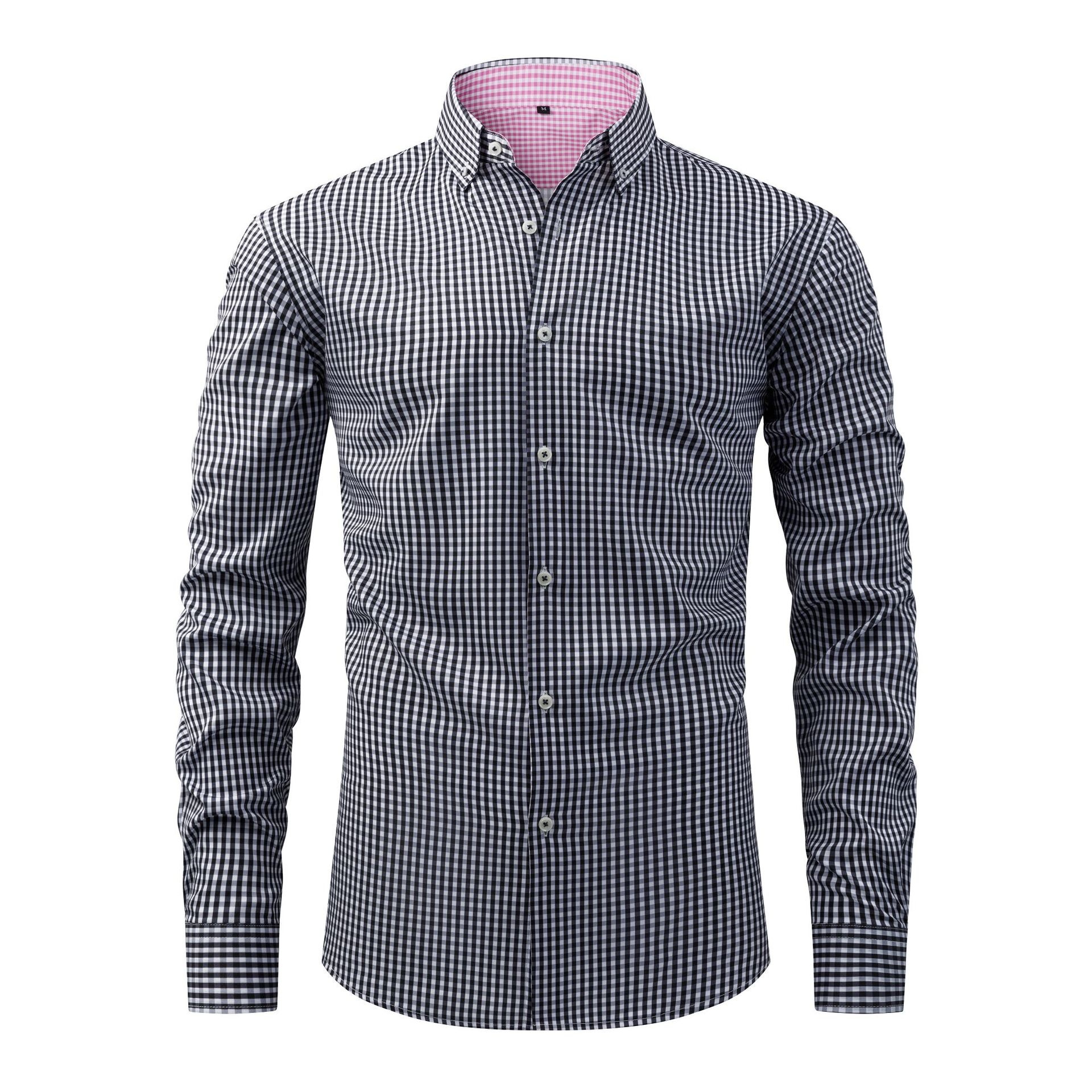 Camisa de hombre lisa con cuello alto - Transpirable y resistente a las arrugas