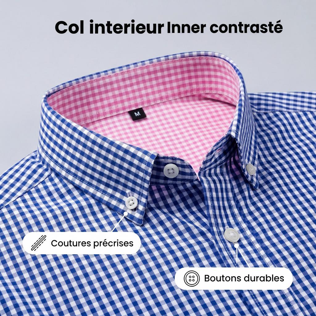 Chemise homme unie à col montant - Respirante et infroissable
