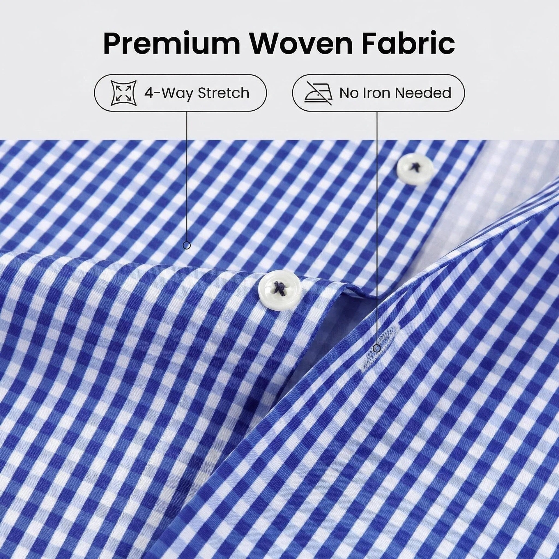 Camisa de hombre lisa con cuello alto - Transpirable y resistente a las arrugas