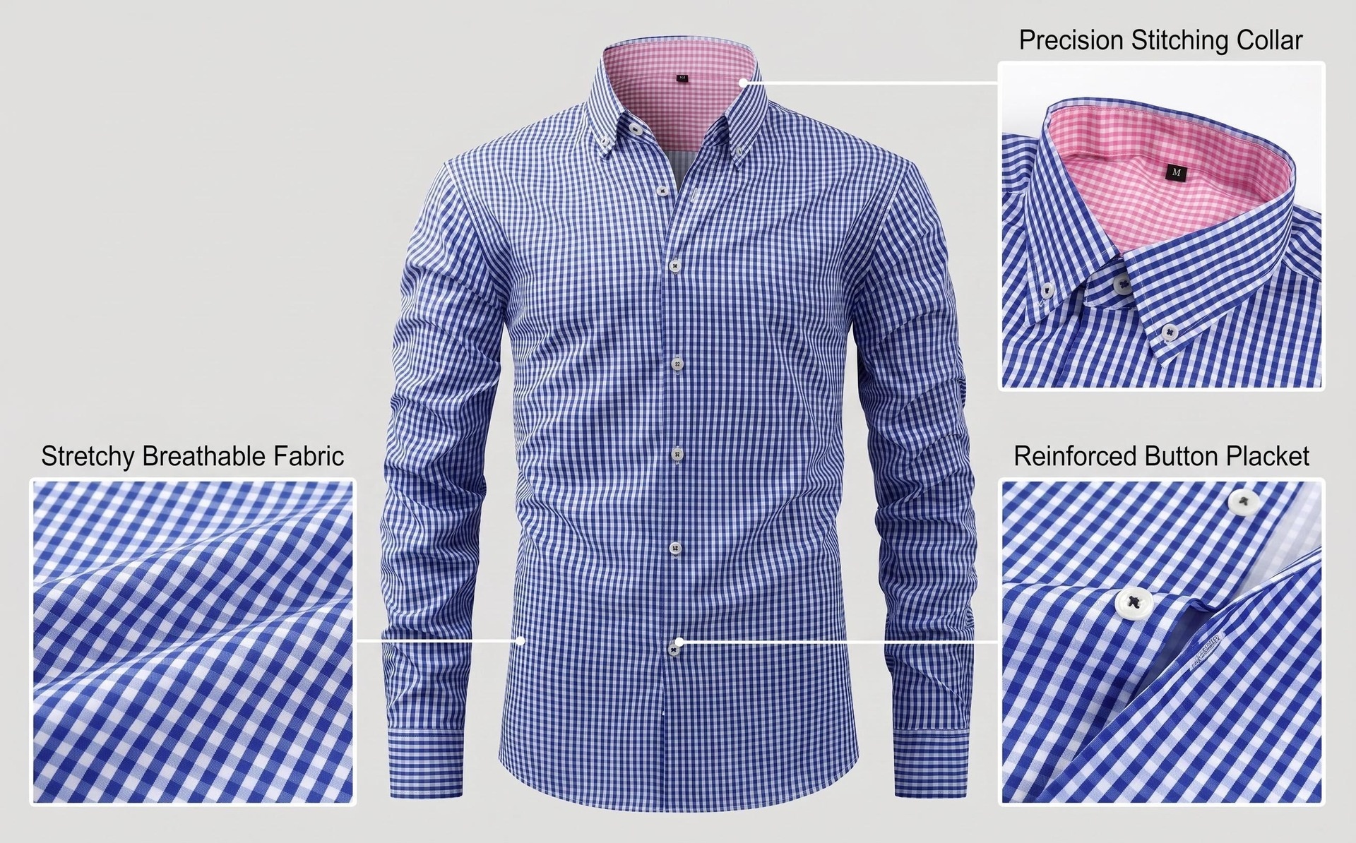 Camisa de hombre lisa con cuello alto - Transpirable y resistente a las arrugas