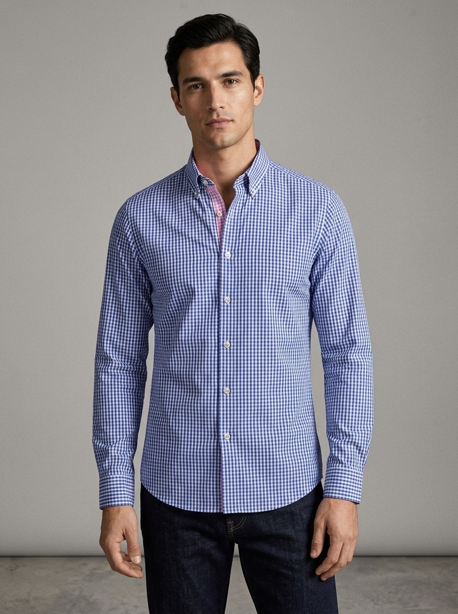 Camisa de hombre lisa con cuello alto - Transpirable y resistente a las arrugas