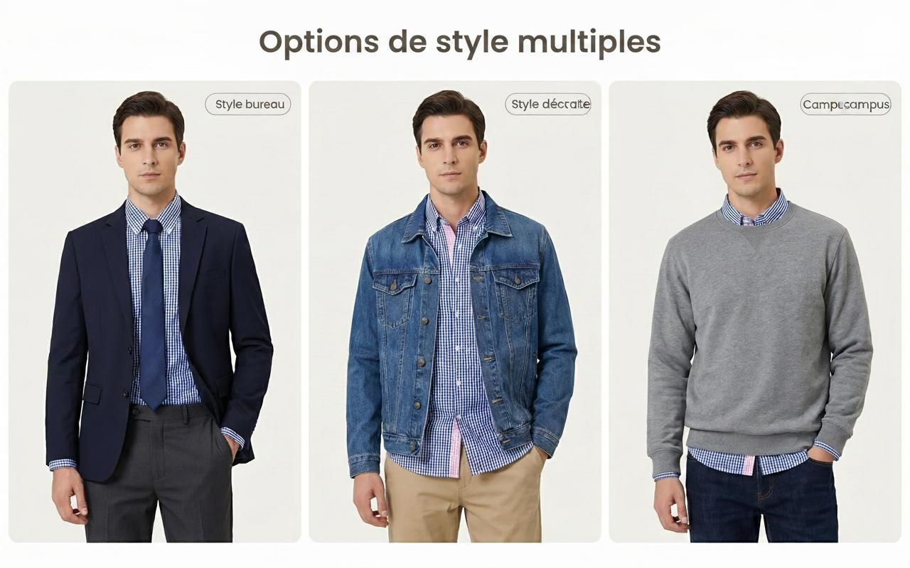 Chemise homme unie à col montant - Respirante et infroissable