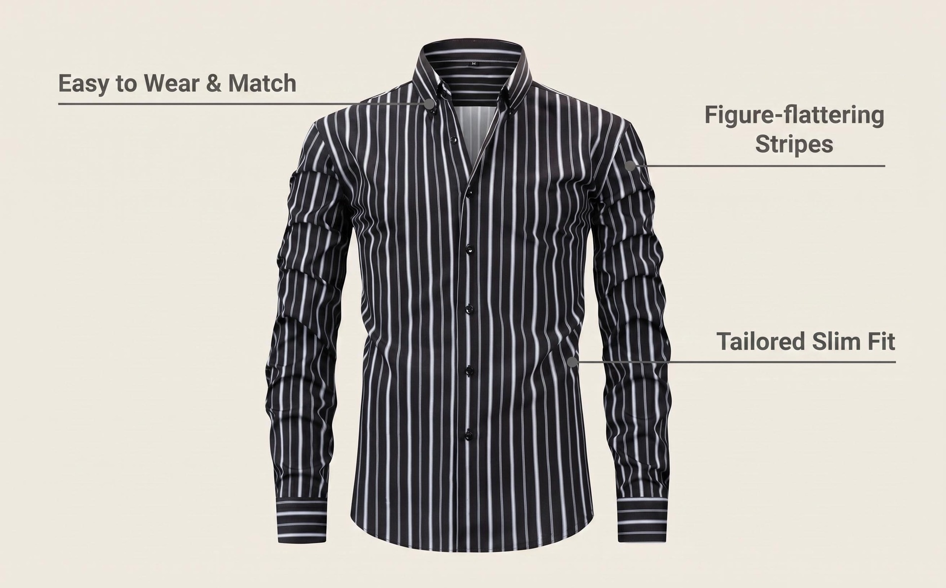 Camisa de hombre con cuello mao - Transpirable y con tacto de lino.