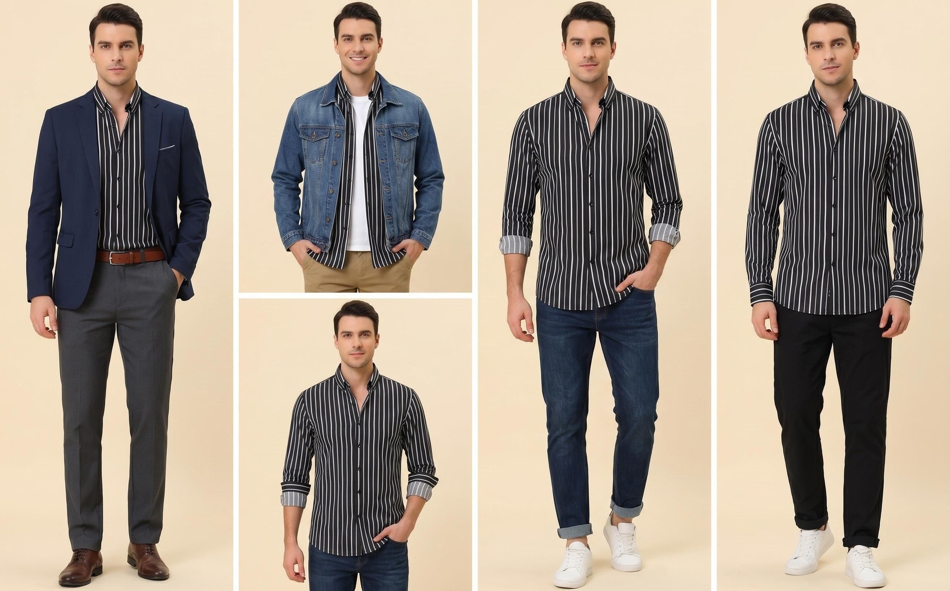 Camisa de hombre con cuello mao - Transpirable y con tacto de lino.
