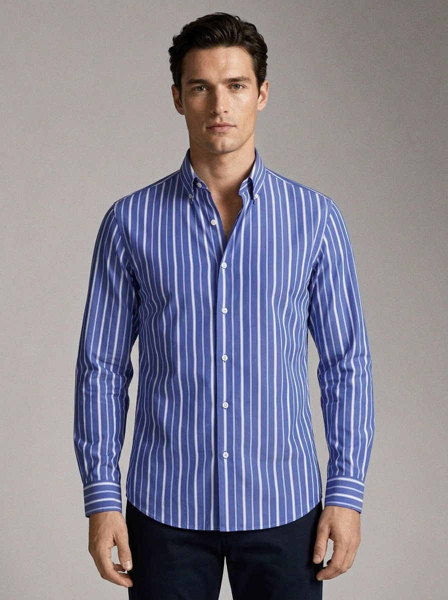 Camisa de hombre con cuello mao - Transpirable y con tacto de lino.