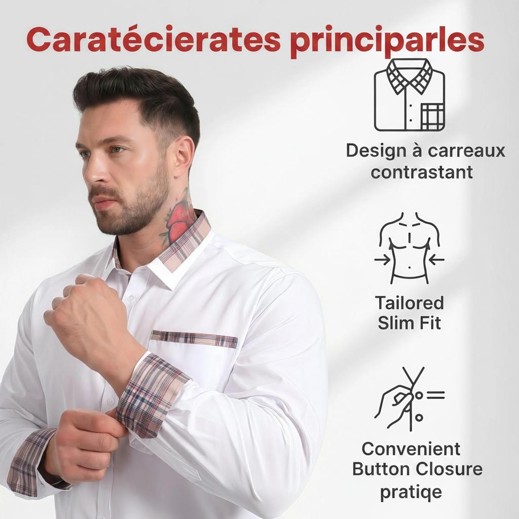 Chemise homme à col fleuri color block - Chemise business infroissable