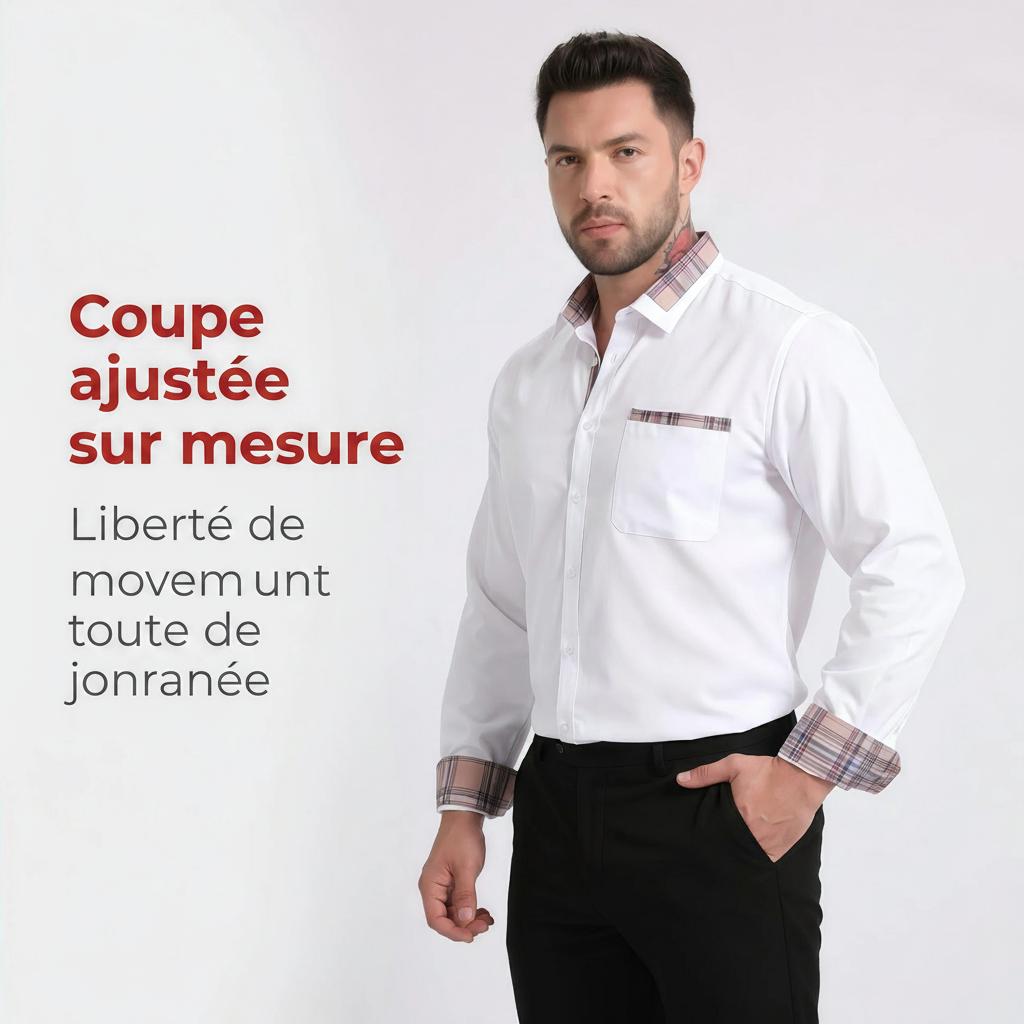 Chemise homme à col fleuri color block - Chemise business infroissable