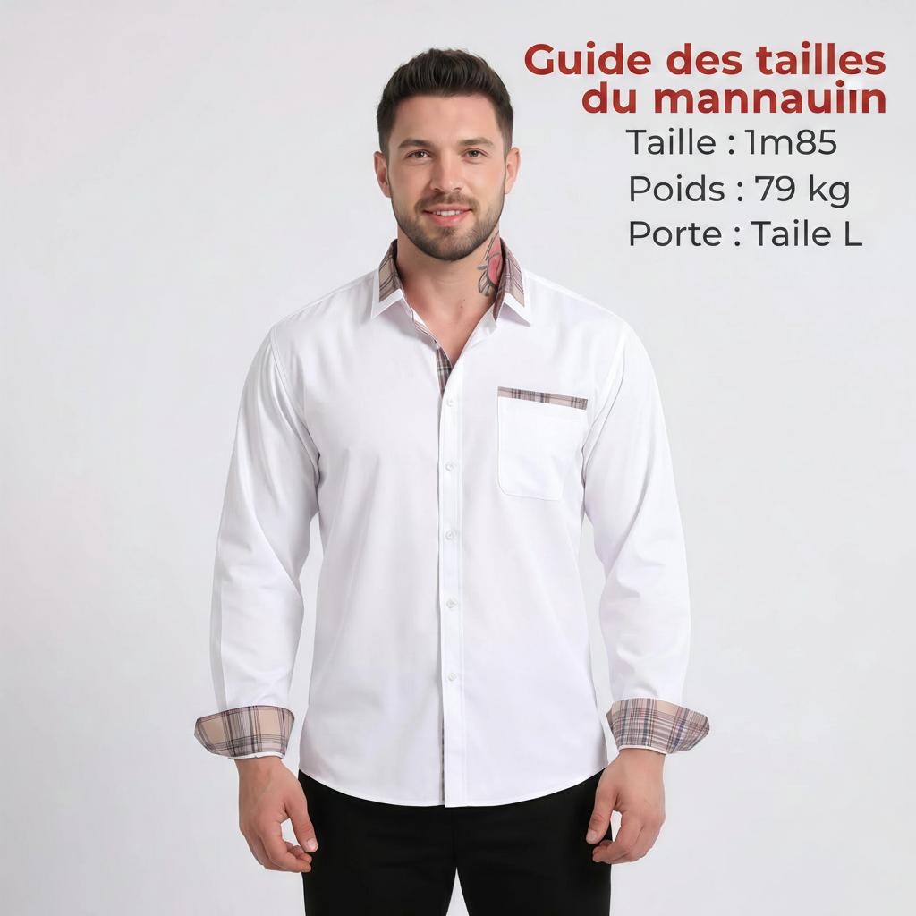 Chemise homme à col fleuri color block - Chemise business infroissable