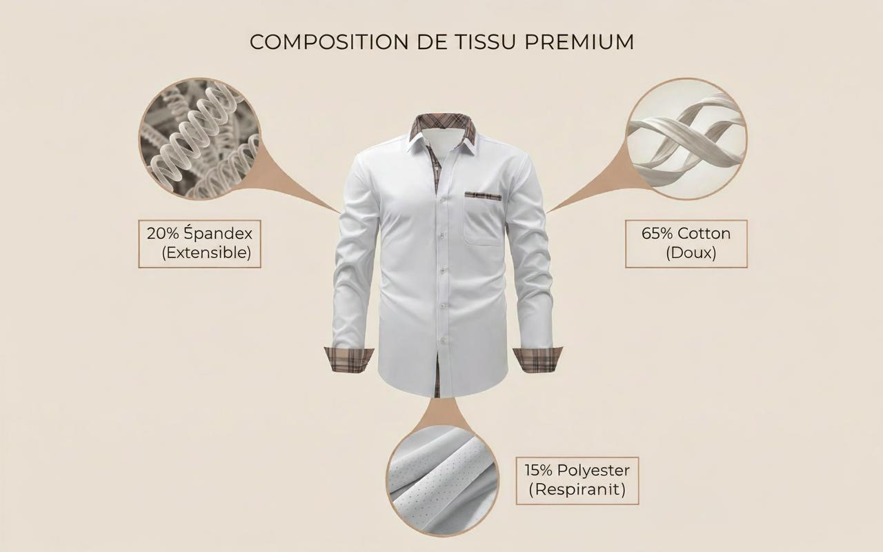Chemise homme à col fleuri color block - Chemise business infroissable