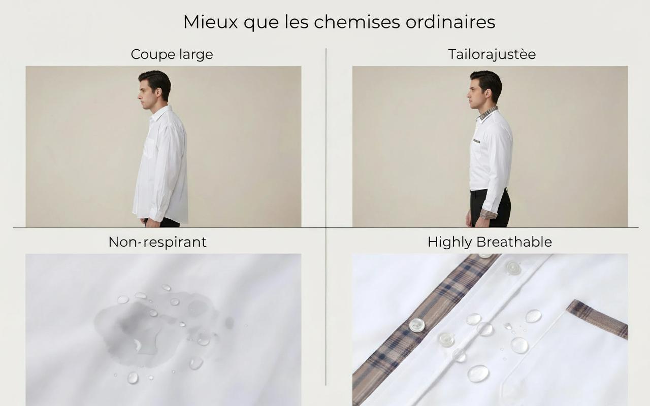 Chemise homme à col fleuri color block - Chemise business infroissable