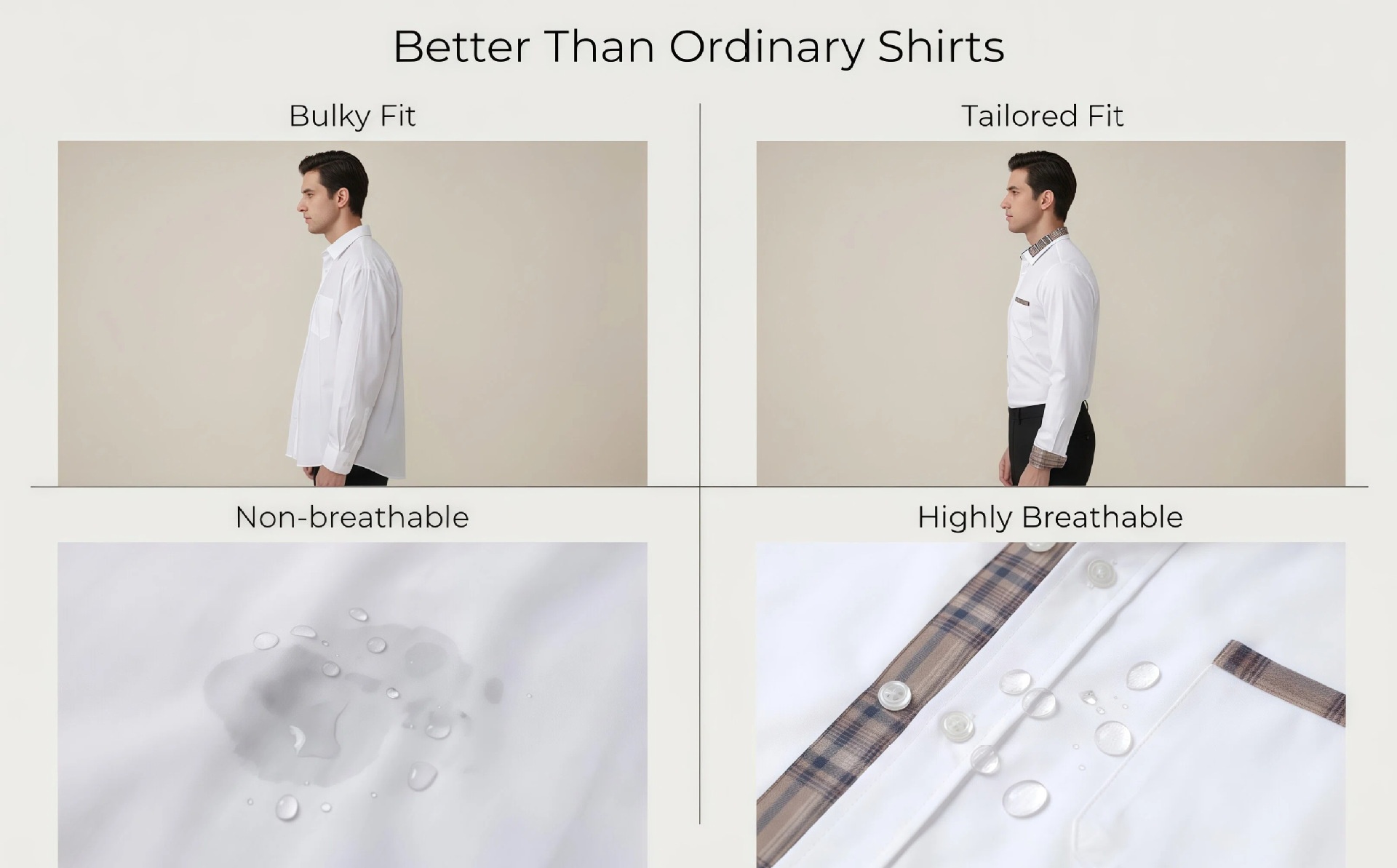 Camisa de hombre con cuello floral y bloques de color - Camisa de negocios elegante y sin arrugas