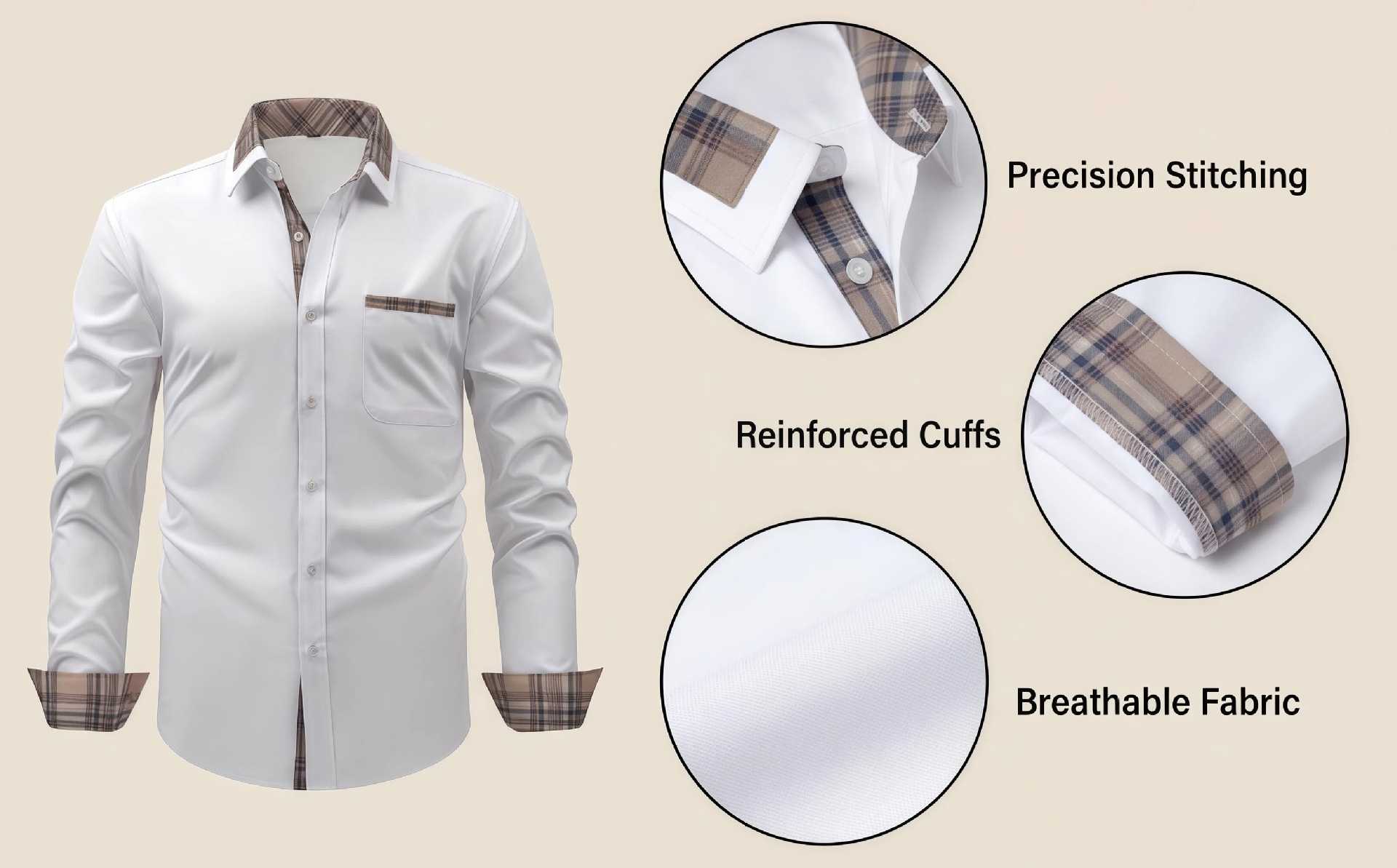 Camisa de hombre con cuello floral y bloques de color - Camisa de negocios elegante y sin arrugas