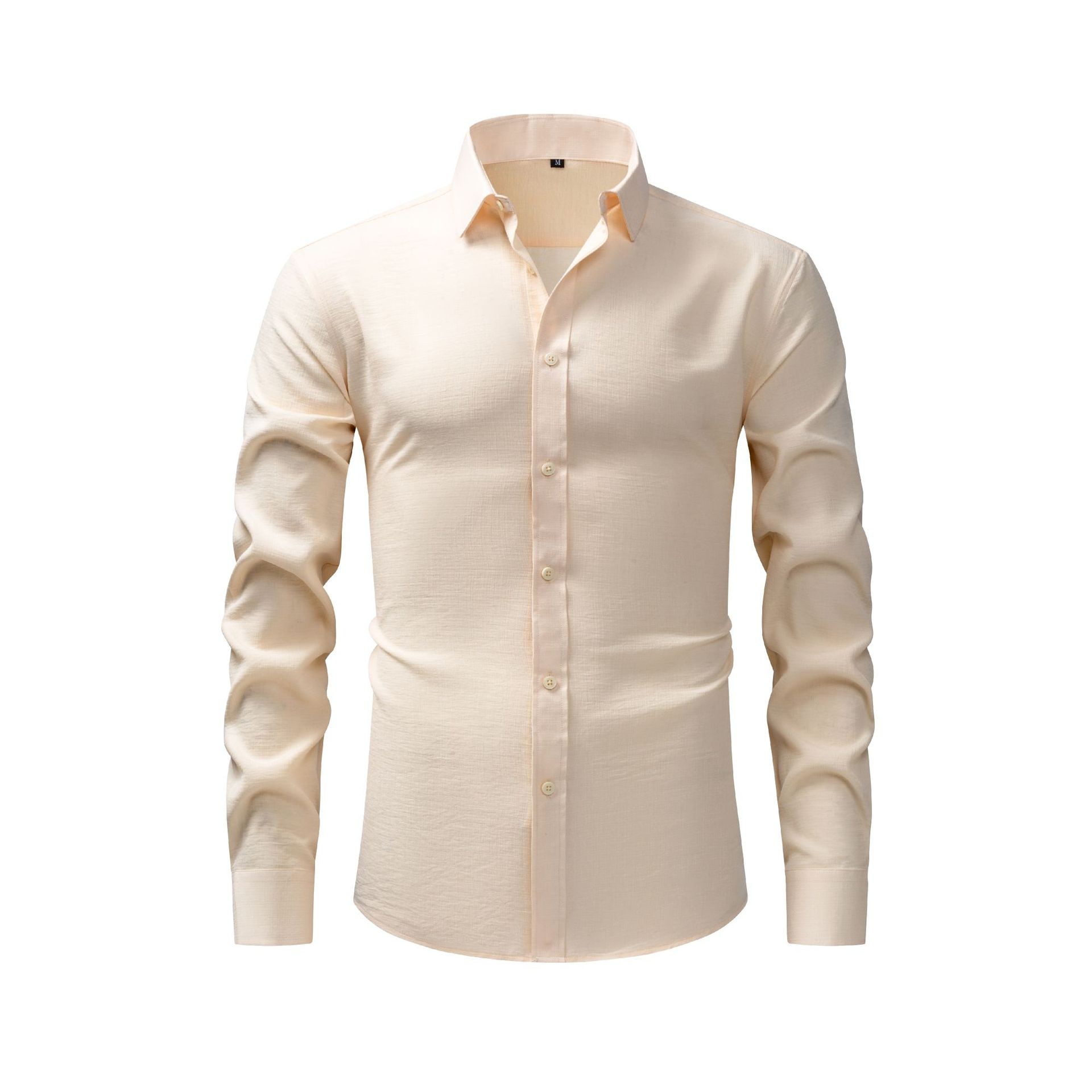 Camisa de hombre con cuello cuadrado, resistente a las arrugas y con tacto de lino.