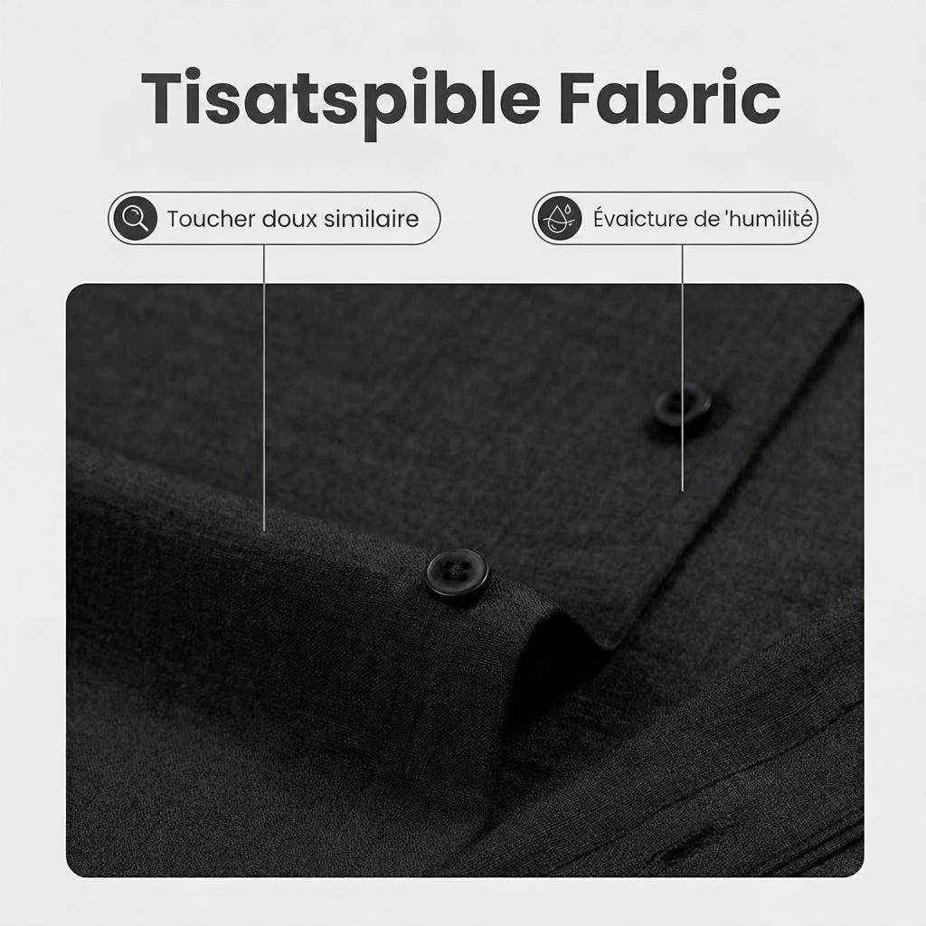 Chemise homme à col carré, aspect lin, infroissable
