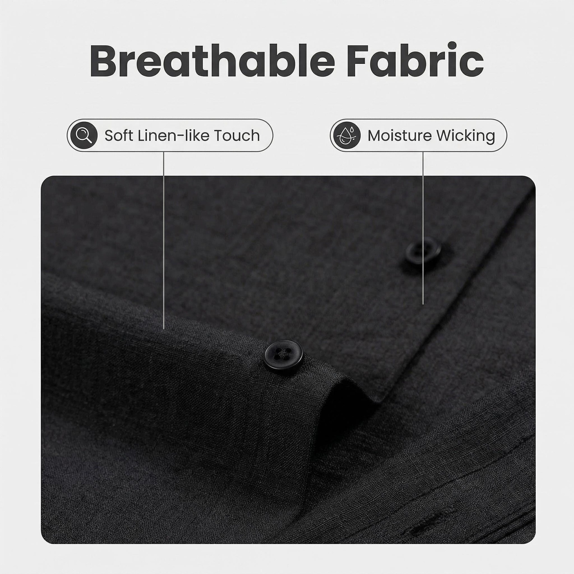 Camisa de hombre con cuello cuadrado, resistente a las arrugas y con tacto de lino.